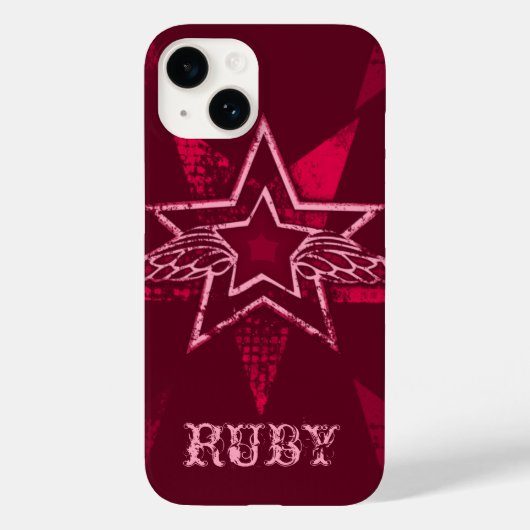 Angel Star aangepaste naam ruby red Case-Mate iPhone Case (Achterkant)