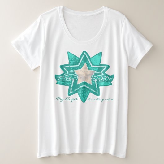 Angel star add baby scan zwangerschaps aqua mint grote maat t-shirt (Design voorkant)