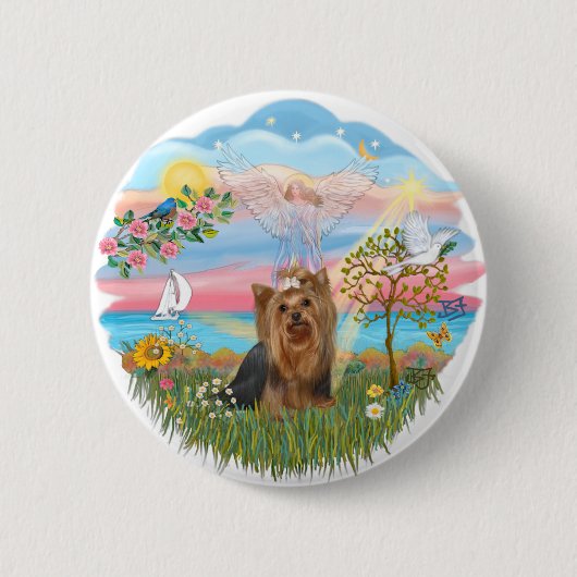Angel Star-Yorkshire Terrier (#7) Ronde Button 5,7 Cm (Voorkant)