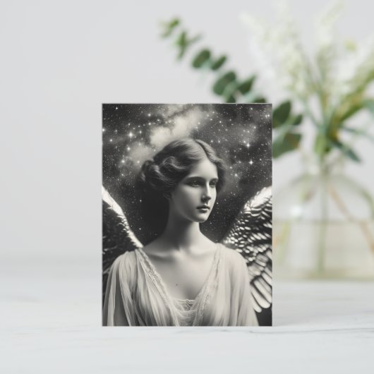 Angel Stars Zwart en Wit Briefkaart (Staand voorkant)