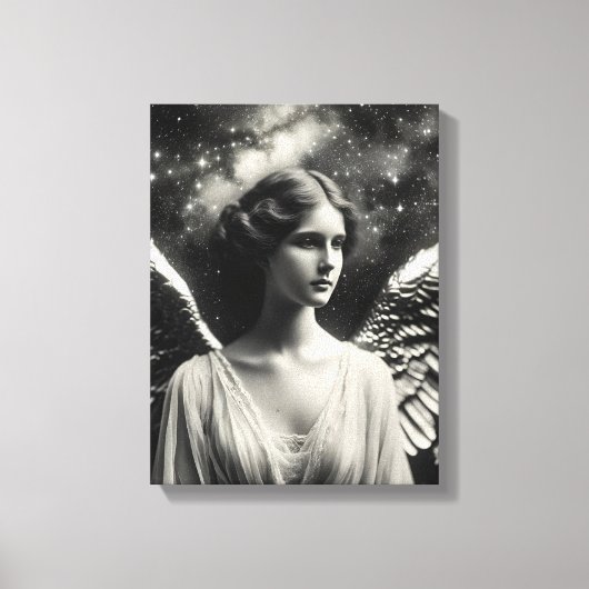 Angel Stars Zwart en Wit Canvas Afdruk (Voorkant)