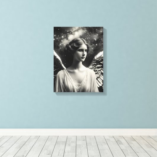 Angel Stars Zwart en Wit Canvas Afdruk (Insitu (Houten vloer))