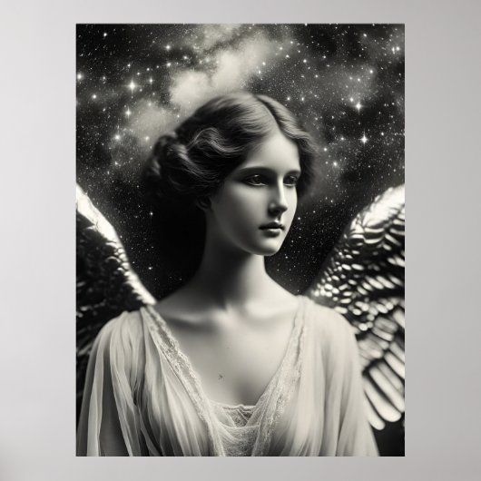 Angel Stars Zwart en Wit Poster (Voorkant)