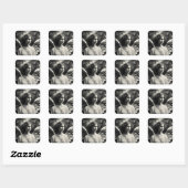 Angel Stars Zwart en Wit Vierkante Sticker (Vel)
