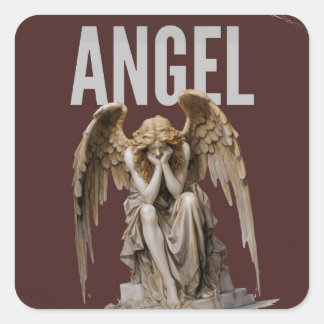 Angel Statue Kiss-Cut Vinyl Decal Vierkante Sticker
