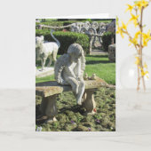 Angel Statue op Bench Inspirerend Quote Kaart (Gele Bloem)