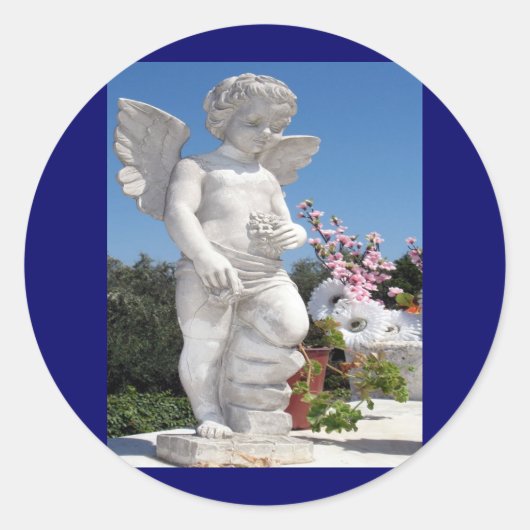 Angel Statue Ronde Sticker (Voorkant)