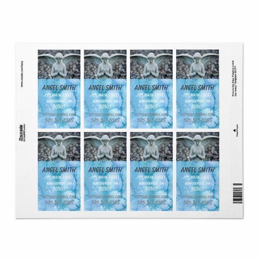 Angel Statue Waterverf Home/Business-adres Etiket (Full Sheet)