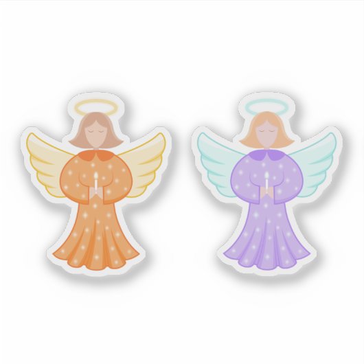 Angel Sticker Set - Two Angels With Halo (Voorkant)