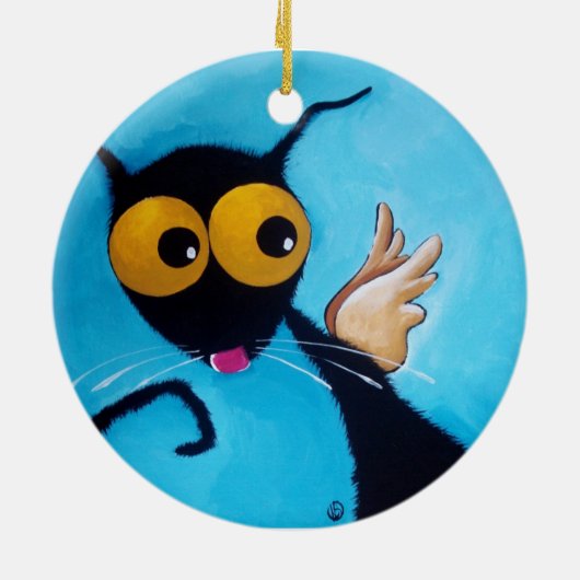 Angel Stressie Cat Keramisch Ornament (Achterkant)