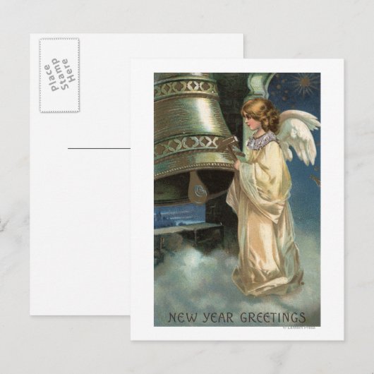 Angel Striking Bell met Mallet Briefkaart (Voorkant / Achterkant)