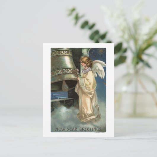 Angel Striking Bell met Mallet Briefkaart (Staand voorkant)