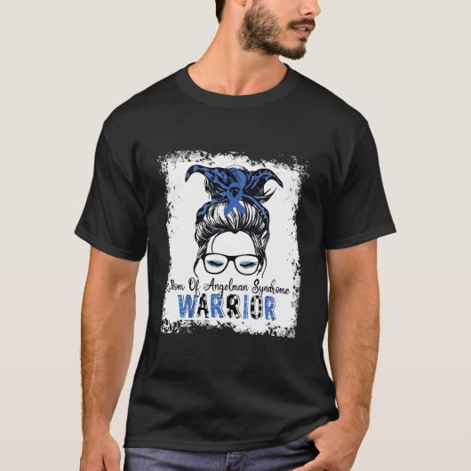 Angel Syndrome Awareness Mom Warrior Blue Ribbon T-shirt (Voorkant)