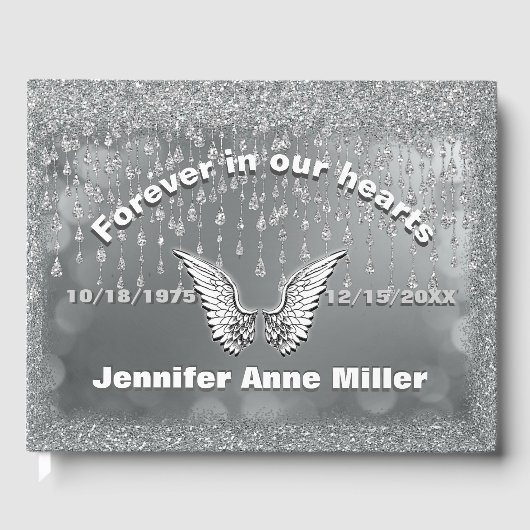 Angel Tears Silver Memorial Guest Book Gastenboek (Voorkant)