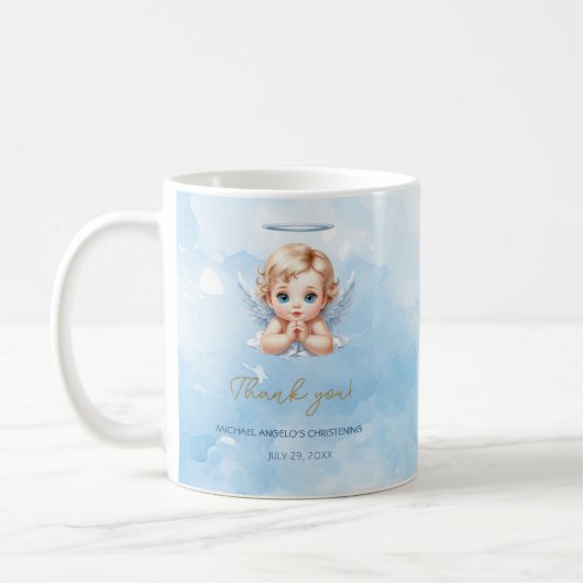 Angel-thema Dank u Mok voor Baby Boy doop (Links)