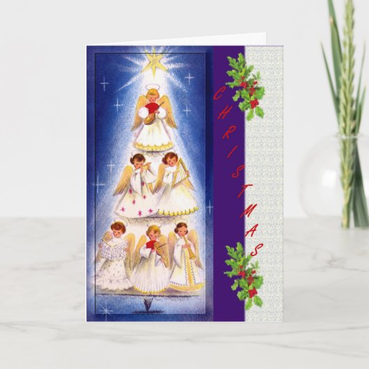 Angel Tree Choir Kerst Kaart (Voorkant)