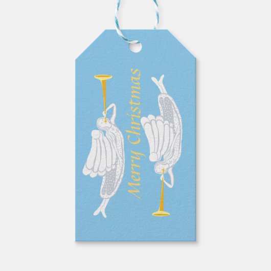 Angel trompets Merry Kerstry Cadeaulabel (Voorkant)