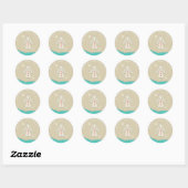 Angel Turquoise en Beige Ronde Sticker (Vel)