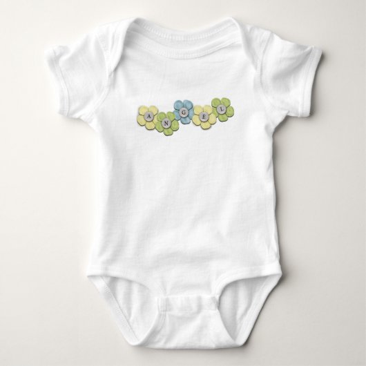 “Angel” Typografie Bloem Blauw Geel Romper (Voorkant)