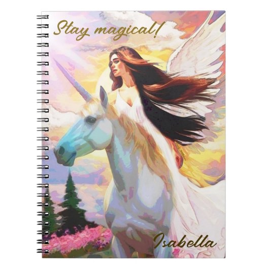 Angel Unicorn Blijf Magische Naam Journal Notitieb Notitieboek (Voorkant)