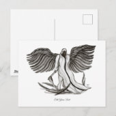 Angel Uriel, zwart-wit design Briefkaart (Voorkant / Achterkant)