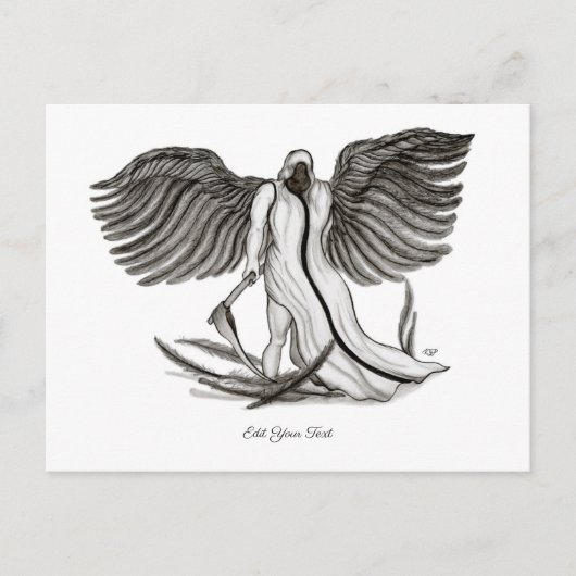 Angel Uriel, zwart-wit design Briefkaart (Voorkant)