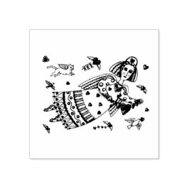 ANGEL VAN DE HOORZITTEN EN KITTEN RUBBER STEMP *Aa Rubberstempel