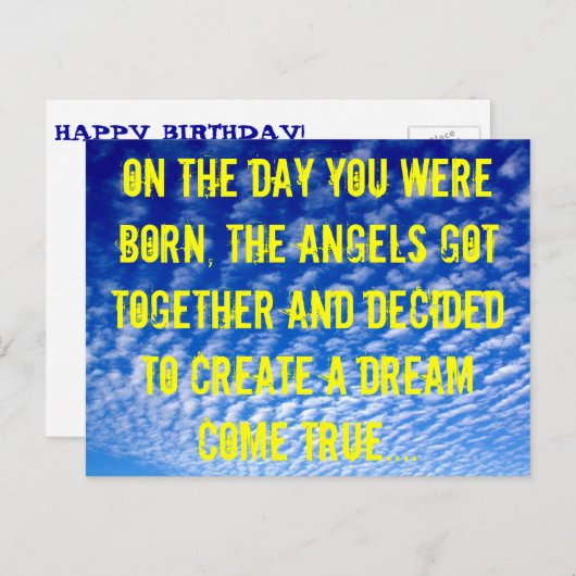 Angel Verjaardag Briefkaart (Voorkant / Achterkant)