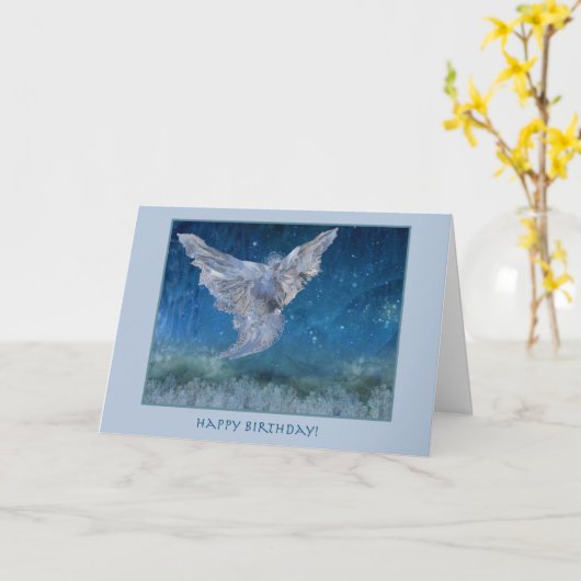 Angel-verjaardagskaart (w/geschrift) kaart (Gele Bloem)