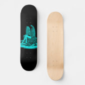Angel, verloren in gedachte, zwart en groen design persoonlijk skateboard (Voorkant)