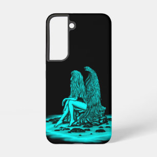 Angel, verloren in gedachte, zwart en groen design samsung galaxy hoesje