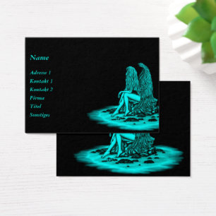 Angel, verloren in gedachte, zwart en groen design visitekaartje