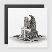 Angel, verloren in gedachte, zwart-wit design (Voorkant / Achterkant)