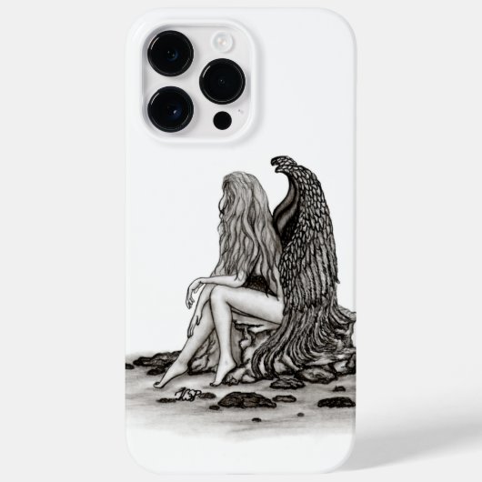 Angel, verloren in gedachte, zwart-wit design Case-Mate iPhone case (Achterkant)