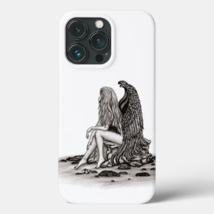 Angel, verloren in gedachte, zwart-wit design Case-Mate iPhone case