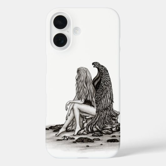 Angel, verloren in gedachte, zwart-wit design Case-Mate iPhone case (Achterkant)