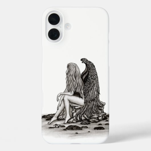 Angel, verloren in gedachte, zwart-wit design Case-Mate iPhone case (Achterkant)