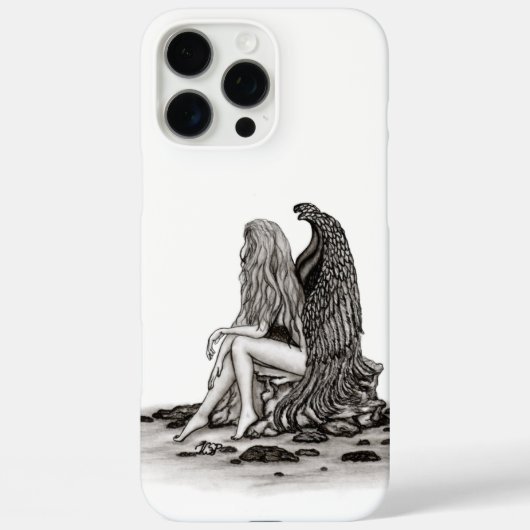 Angel, verloren in gedachte, zwart-wit design Case-Mate iPhone case (Achterkant)