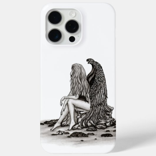 Angel, verloren in gedachte, zwart-wit design Case-Mate iPhone case (Achterkant)