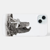 Angel, verloren in gedachte, zwart-wit design iPhone hoesje (Achterkant horizontaal)