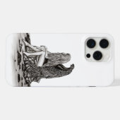 Angel, verloren in gedachte, zwart-wit design iPhone hoesje (Achterkant horizontaal)