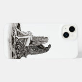 Angel, verloren in gedachte, zwart-wit design iPhone hoesje (Achterkant horizontaal)