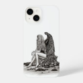 Angel, verloren in gedachte, zwart-wit design iPhone hoesje (Achterkant)
