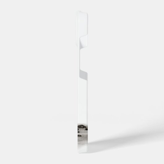 Angel, verloren in gedachte, zwart-wit design iPhone hoesje (Linkerkant)