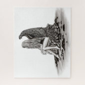 Angel, verloren in gedachte, zwart-wit design legpuzzel (Verticaal)