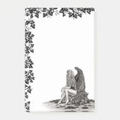 Angel, verloren in gedachte, zwart-wit design post-it® notes (Voorkant)