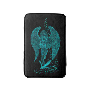 Angel verloren in Love, black and green Design Badmat