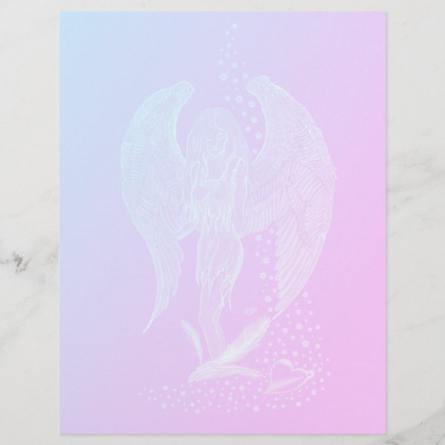 Angel verloren in Love, black and green Design Briefhoofd (Voorkant)