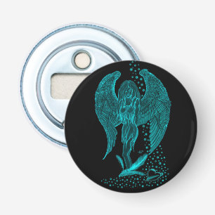 Angel verloren in Love, black and green Design Button Flesopener