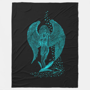 Angel verloren in Love, black and green Design Fleece Deken
